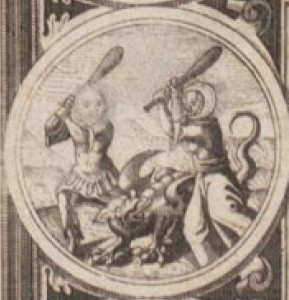 philosophia reformata frontispiece beating dragon detail