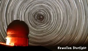 star trails over Mauna Kea