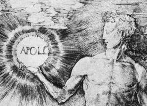 Albrecht Durer apollo detail solar disc specular reversed